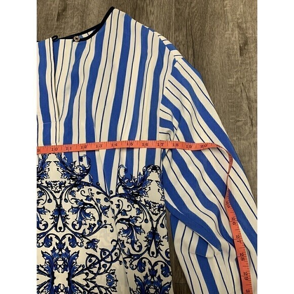 ADRIENNE Vittadini Top Tunic Size Small Women Blue 3/4 Sleeve - Picture 3 of 5